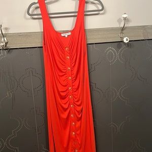 Heartloom coral midi button down dress.